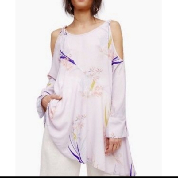 Free People Clear Skies Mini Dress Tunic Asymmetrical Hem Floral Print Small NWT - Picture 14 of 15